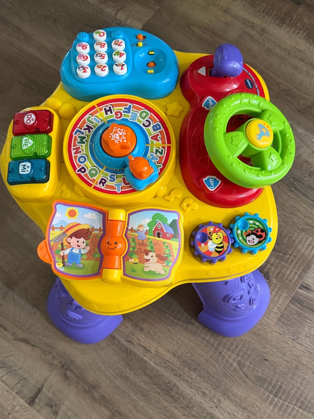 Multi-Activity Learning Table for Toddlers - Yellow with Green Steering Wheel